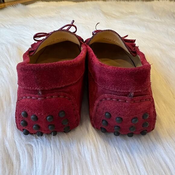 M. Gemi ‘Strato’ Suede Fringe Loafer Patent Leather Driver Moccasin, Burgundy - Picture 7 of 10